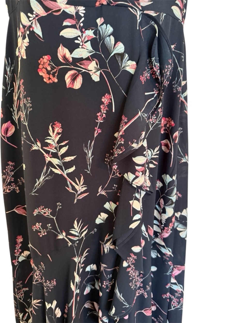 Banana Republic Navy Sleeveless Floral Ruffle Maxi Dress Size 8 - Picture 9 of 12